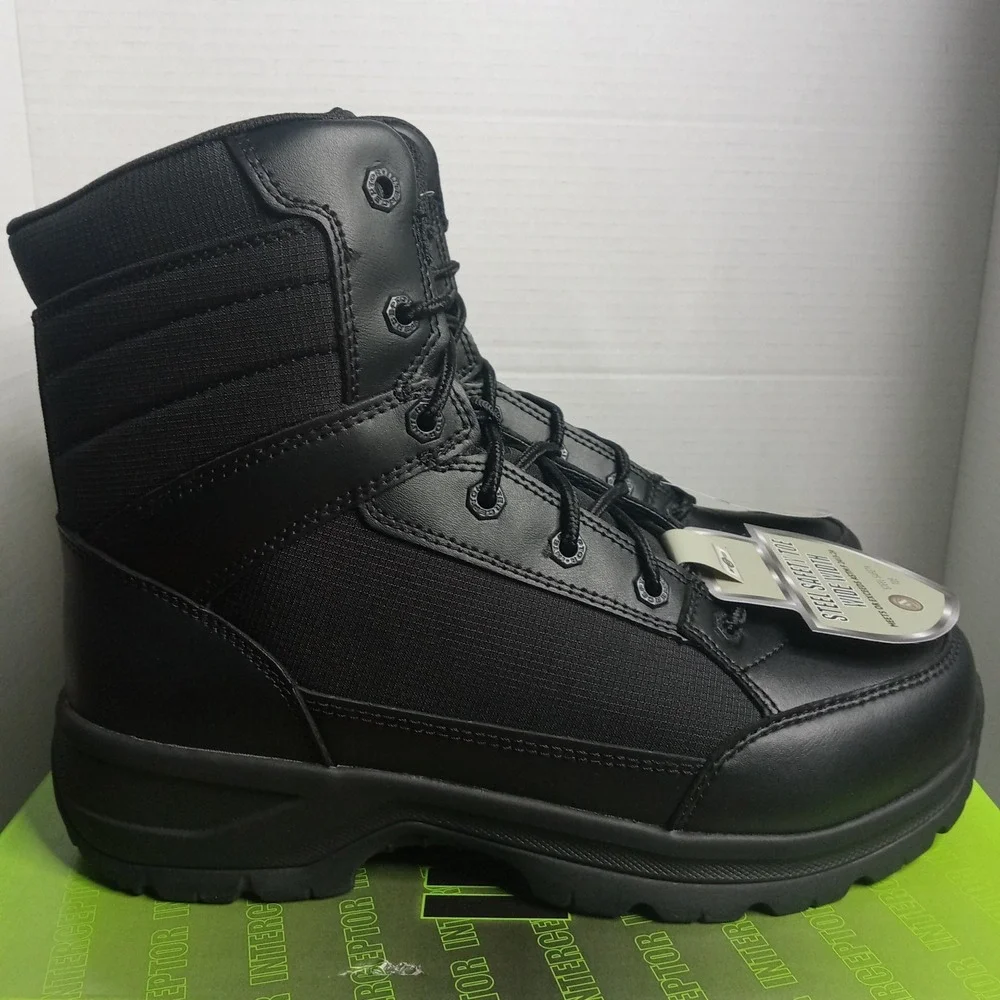 Interceptor Force 2.0 Black Steel Safety Toe‎ Wide Work Boots Men's Size 8.5